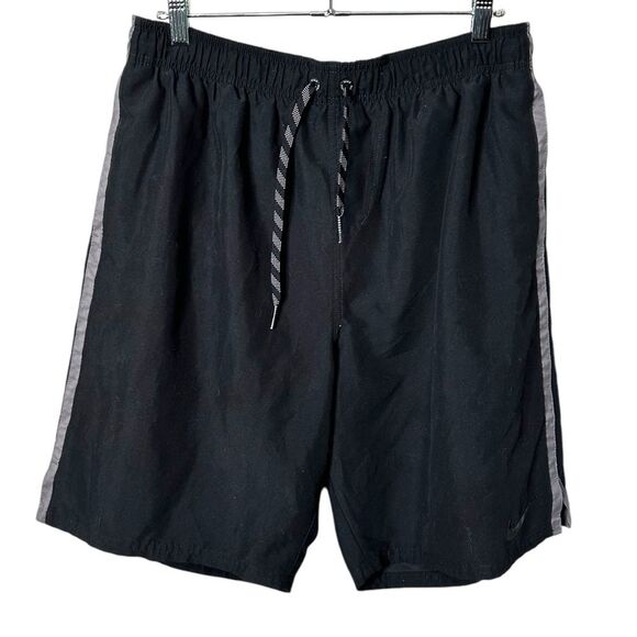 Nike black and grey large mesh lined shorts drawstring waist swim active mens - Picture 1 of 8